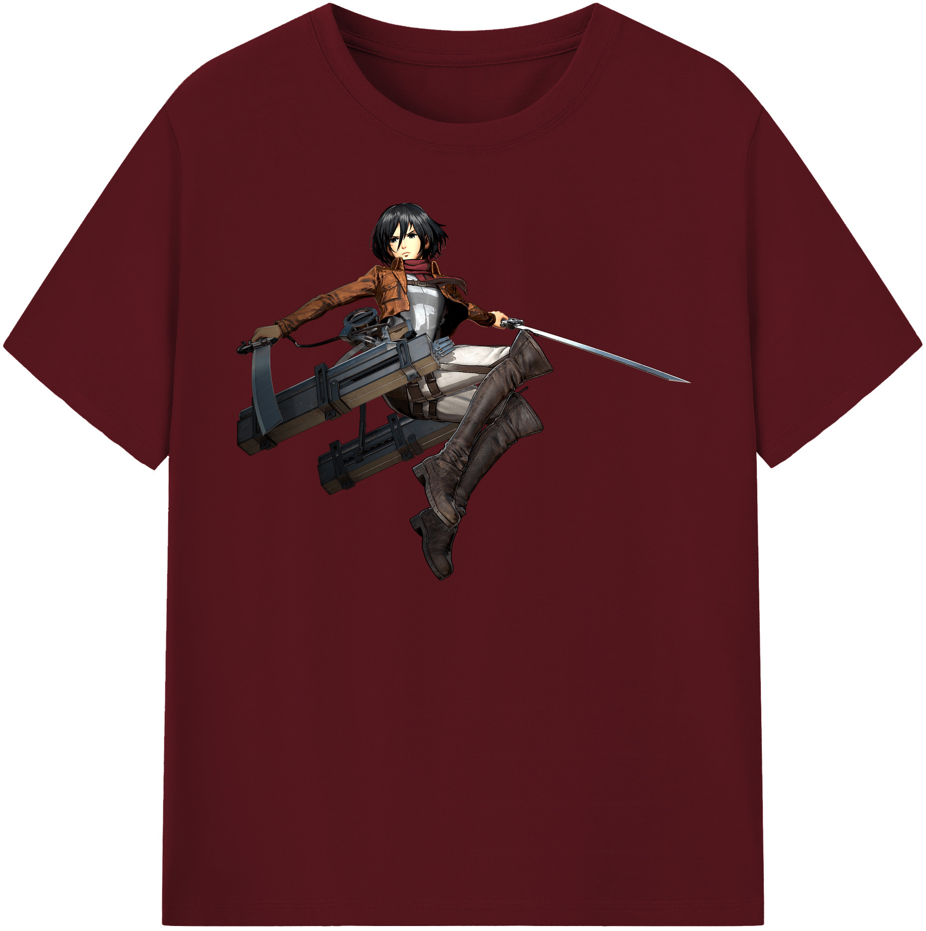 （画像用） 進撃の巨人 ミカサ·アッカーマン Attack on Titan Mikasa Ackerman 綿100％半袖Tシャツ（フロントプリント）